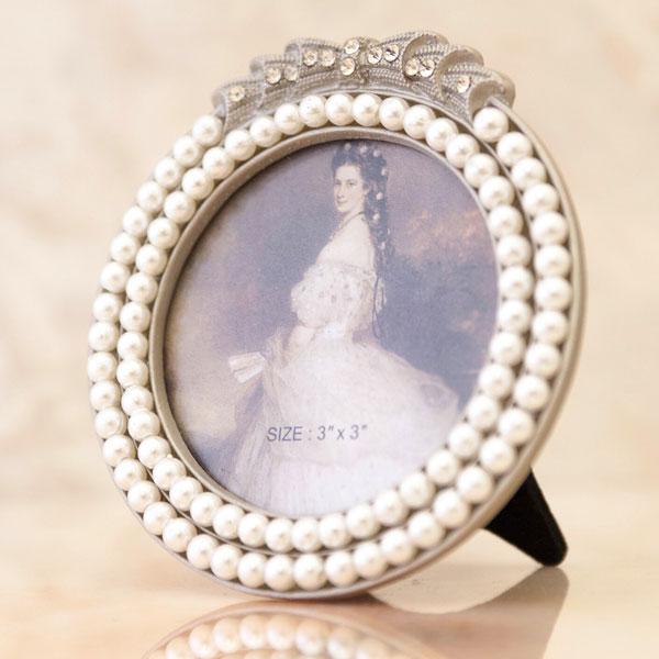 フォトフレーム 写真立て アンティーク調 マリアージュ プチフォトフレーム パール リボン アンティ...