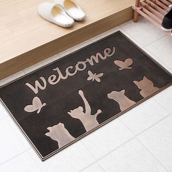 玄関マット ネコ 猫 屋外 おしゃれ エントランスマット ウェルカムマット ドアマット ベランダ 北...