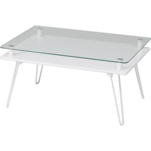 テーブル　ディスプレイテーブル　ホワイト ローテーブル ガラステーブル 折りたたみ 幅70cm