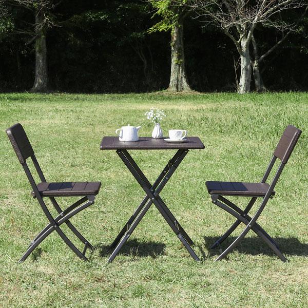 ガーデン テーブルチェアー 3点セット 折り畳み ガーデンテーブルセット ガーデンセット 折りたたみ...