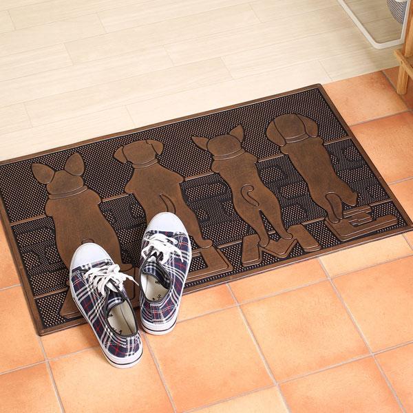 玄関マット 屋外 ラバーマット エントランスマット アンティーク ヴィンテージ ドッグヒップ ドアマ...