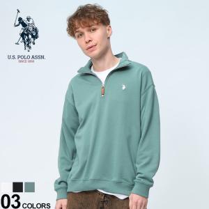 ユーエスポロアッスン スウェット ハーフジップ ロゴ刺しゅう ユニセックス 春服 夏服 U.S. POLO ASSN.  トップス 長袖 プルオーバー｜hzenmall