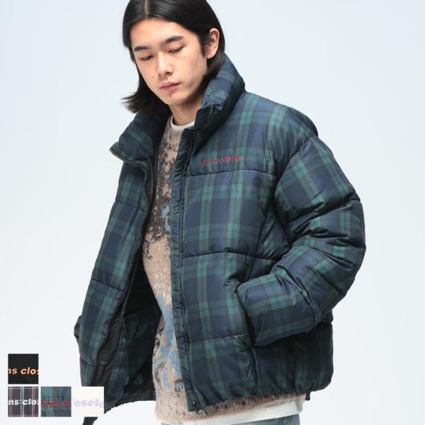 mihns closet (ミンズクローゼット) 75Dストレッチ フルジップ 薄中綿 ボリュームブ...