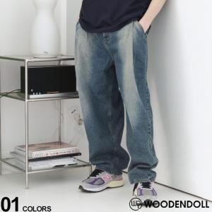 WOODEN DOLL (ウッディンドール) ダメージ加工 変形 タック ワイド デニムパンツ WD24004｜hzenmall