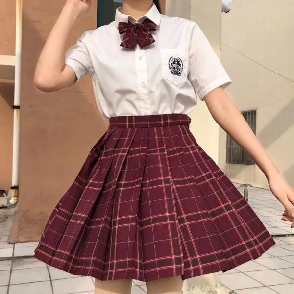 プリーツスカート スクール 制服 発表会 女子 高校生 ショット丈 ミニ丈 裏地 ファスナー付 チェ...