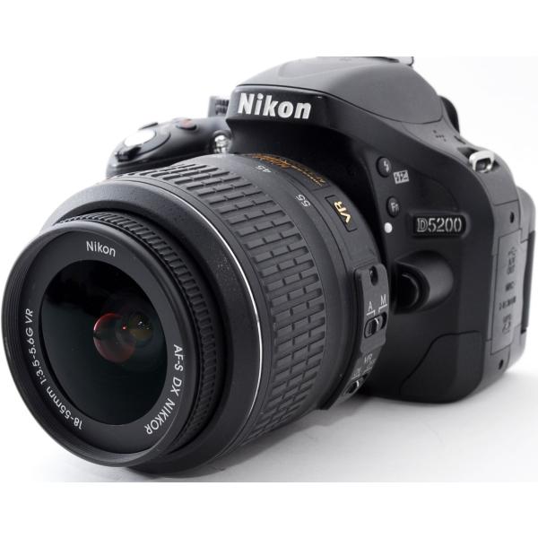 ニコン デジタル一眼 Nikon D5200 レンズキット ブラック 中古 新品SDカード付き 届い...