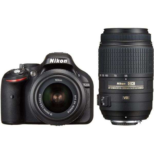 ニコン デジタル一眼 Nikon D5200 ダブルズームキット 中古 新品SDカード付き 届いてす...
