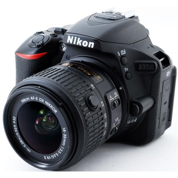 ニコン デジタル一眼 Nikon D5500 レンズキット ブラック 中古 Wi-Fi搭載 新品SD...