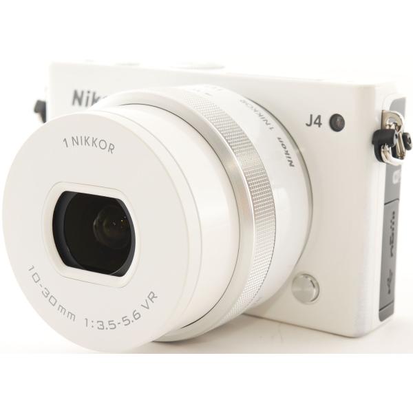 ニコン ミラーレス Nikon 1 J4 レンズキット ホワイト 中古 Wi-Fi搭載 メモリーカー...