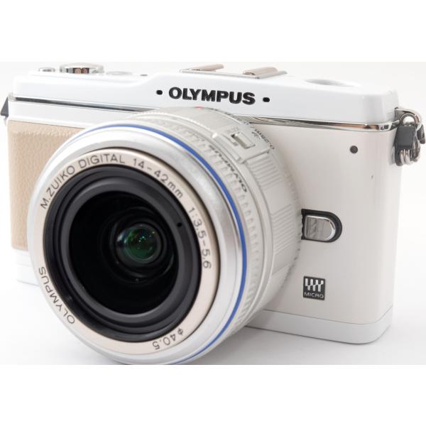 オリンパス ミラーレス OLYMPUS ペン E-P1 レンズキット ホワイト 中古 新品SDカード...