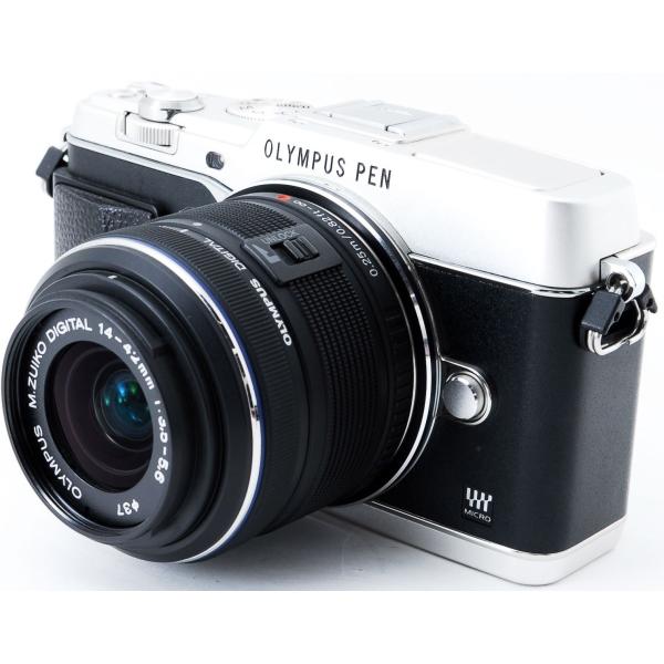 オリンパス ミラーレス OLYMPUS PEN E-P5 レンズキット シルバー 中古 Wi-Fi搭...