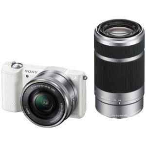 ソニー ミラーレス SONY α5000 ダブルズームレンズキット ホワイト ILCE-5000Y Wi-Fi搭載 中古