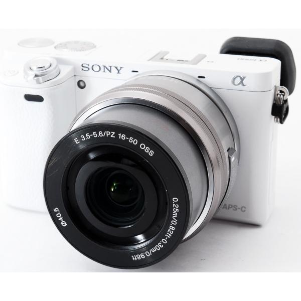 ソニー ミラーレス SONY α6000 レンズキット ホワイト 中古 Wi-Fi搭載 新品SDカー...