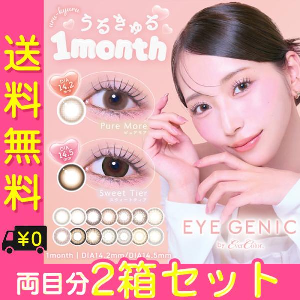 両目分2箱セット カラコン 1ヶ月 度あり アイジェニック エバーカラー 中野ゆいな マンスリー D...