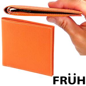 FRUH 薄型スマート スリムウォレット 二つ折り財布 オレンジ フリュー GL012L-ORANGE 日本製 正規品｜i-healing