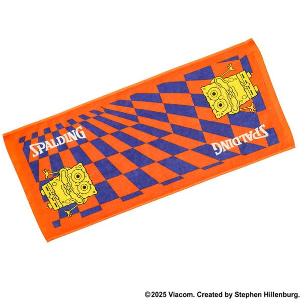 プリントタオル スポンジボブ チェッカーフラッグ オレンジ×ディープシー SAT211330 34×...