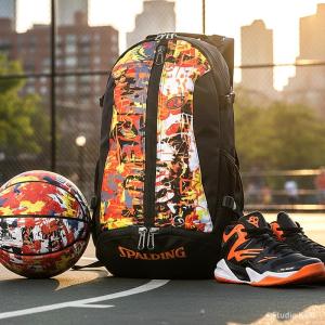 ケイジャー グラフィティ オレンジ×レッド バスケットボール バッグ 40-007GOR バスケ リュック バックパック 32L スポルディング 26SS 正規品