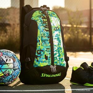 ケイジャー グラフィティ グリーン×イエロー バスケットボール バッグ 40-007GGY バスケ リュック バックパック 32L スポルディング 26SS 正規品