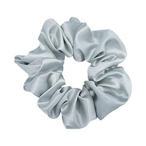 SiL'Amour  シルク シュシュ ヘアアクセサリー シルク100％ 髪に優しい ヘアゴム シルクサテン 7色  silver