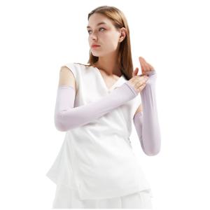 ELEEJE アームカバー 冷感 UPF50+ S/Mサイズ レディース 夏 UVカット ロング 吸汗 速乾 ひんやり 伸縮性 通気性 S, ラベンダ