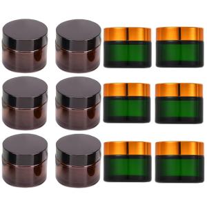 ホワイトフェニックス クリーム容器 遮光瓶 ガラス製 詰替え ボトル ハンドクリーム 保存 コスメ ブラウン グリーン, 20g