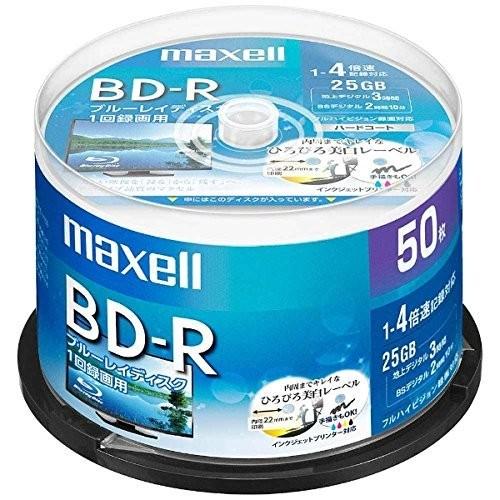 maxell 録画用 BD-R 標準130分 4倍速 ワイドプリンタブルホワイト 50枚スピンドルケ...