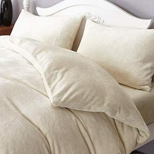 DACANS(ダカンス）掛け布団カバー マイクロファイバー フランネル 洗える 北欧 ファスナー仕様 アイボリー クイーン(210×210cm)