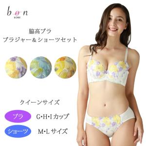 bon フルブルーム ローズレース 脇高ブラ  ブラ＆ショーツセット  [G・H・Iカップ]   クイーンサイズ 702305Q za-ik｜i-may