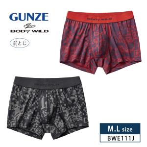 グンゼ ボディワイルド ボクサーパンツ BWE111J GUNZE BODY WILD 前とじ メンズ 下着 アンダーウェア ジャガード 日本製  M・Lサイズ【年間】｜i-may