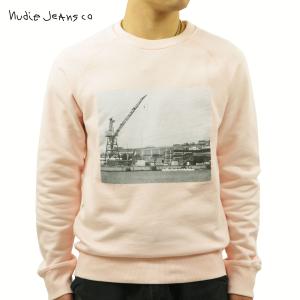 ヌーディージーンズ スウェット メンズ 正規販売店 Nudie Jeans 長袖 クルーネック トレーナー フロントプリント SAMUEL CREW FLEECE 150387 R26 SAKURA｜i-mixon