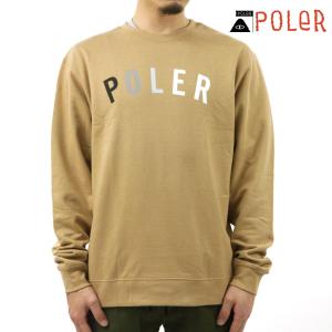 ポーラー メンズ スウェット 正規販売店 POLER トレーナー ロゴ クルーネック STATE CREW FLEECE 233APU2503 SAND｜i-mixon