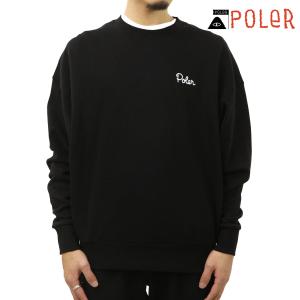 ポーラー メンズ スウェット 正規販売店 POLER ロゴ クルーネック トレーナー POLER EMB CREW FLEECE 233MCV0044-BLK BLACK｜i-mixon