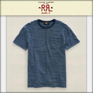 30%OFF アウトレット品 ダブルアールエル RRL 正規品 メンズ 半袖Tシャツ Striped Indigo Pocket Tee｜i-mixon