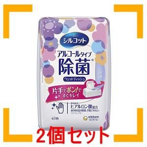 まとめ買い ユニチャーム シルコット ウェットティッシュ 除菌 アルコールタイプ ヒアルロン酸配合 本体 40枚 2個セット｜i-mon