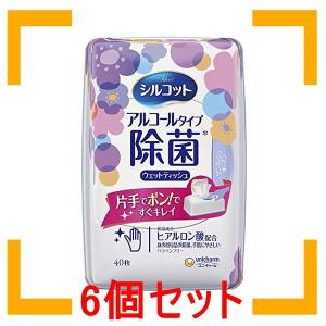 まとめ買い ユニチャーム シルコット ウェットティッシュ 除菌 アルコールタイプ ヒアルロン酸配合 本体 40枚 6個セット｜i-mon