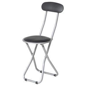 折りたたみ パイプチェア スリム ブラック 合皮 88625
