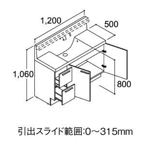 LIXIL クレヴィ『本体・ミラーセット』 奥行500 間口1,200mm 引出タイプ  LED照明 全収納1,900用  タッチレス水栓 洗面化粧台｜i-port-shop