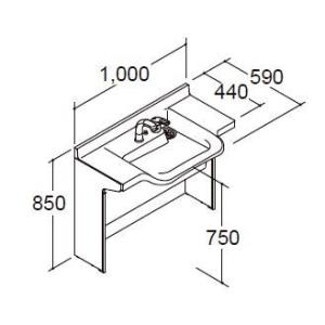 LIXIL ドゥケア・カウンター 車椅子対応ラウンドコンポタイプ 化粧台本体 間口1000mm 自動...