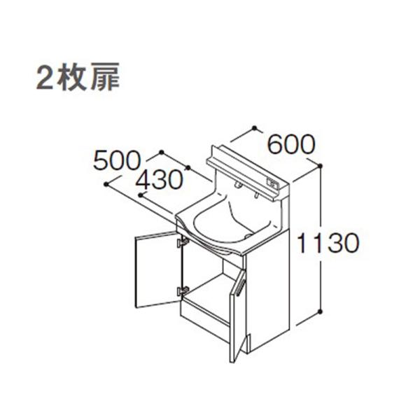 TOTO オクターブスリム 間口600mm 2枚扉 水栓タイプF1 LDSFM060BA 