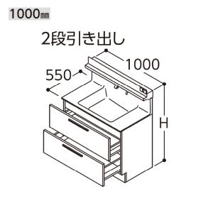 TOTO オクターブ 化粧台本体 間口1000mm 2段引き出し 水栓タイプF4 LDSFB100｜i-port-shop