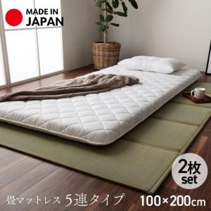 マットレス シングル 2枚組 置き畳 畳 マット い草 カビ防止 ユニット畳 夢見畳5連 100×200cm 日本製 折りたたみ フローリング 畳マットレス 国産｜アイズインテリア Yahoo!店