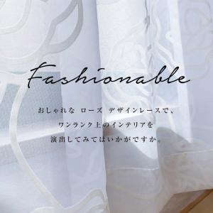 バラ柄 フロッキー ボイル レースカーテン ロ...の詳細画像5