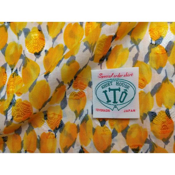 夏物フルオーダーシャツ綿カットボイル１００％オレンジ系プリントオーストリア製(i000158)