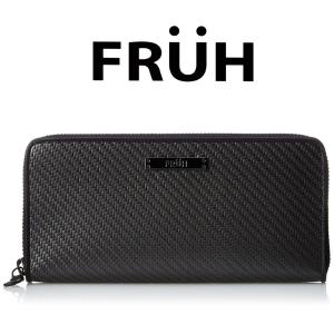 FRUH フリュー リアルカーボン ラウンドジップ ウォレット ‐長財布