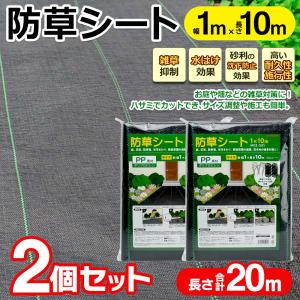 【1個550円】防草シート 20m ピン 除草シート 1m×10m 2個セット 草除け 雑草防止シート ペグ8本付 防草 人工芝 芝生 DIY 庭 駐車場 80S◇ 10m防草シート2個