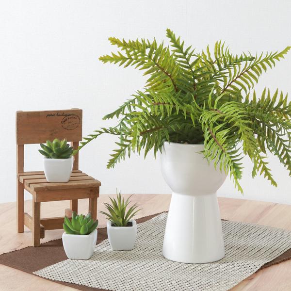 観葉植物 シダ 鉢付き セラミックポット 人工観葉植物 フェイクグリーン 卓上 ミニ グリーン イン...