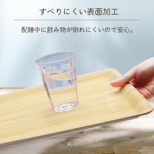 すべらないトレー お盆 木目調 こぼれない 滑らない 不思議なトレー 長角膳 Lサイズ ライトブラウン 北欧 すべり止め 配膳トレー 食器 安定 人気 80S◇ トレーA