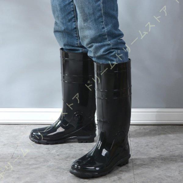 メンズ レインブーツ 黒 長靴 ワークブーツ スノーブーツ シンプル 雨靴 水に浮く軽量 ブーツ 完...