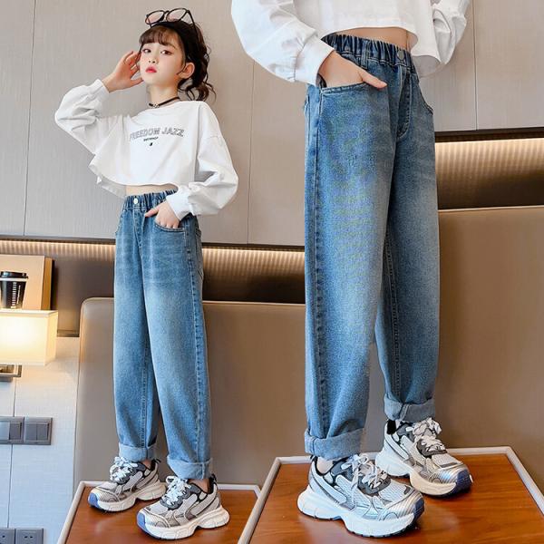 デニムパンツ キッズデニム ウエストゴム入り ライトウォッシュ デニム ジーンズ 子供服 キッズ 1...