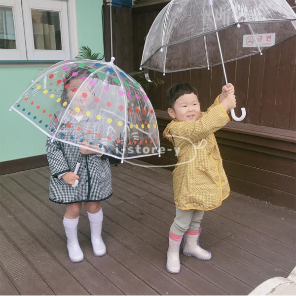 キッズ 傘 男の子 女の子 男女兼用 花柄 ドット かわいい 雨傘 長傘 手開き傘 子供用 子供傘 ...